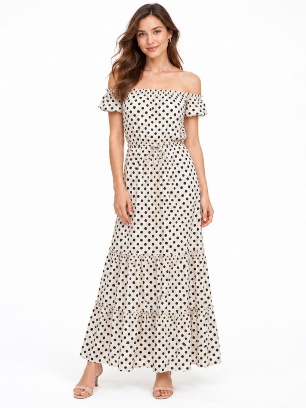 Kate Spade - New York Polka-Dot Off-The-Shoulder Maxi Cover-Up